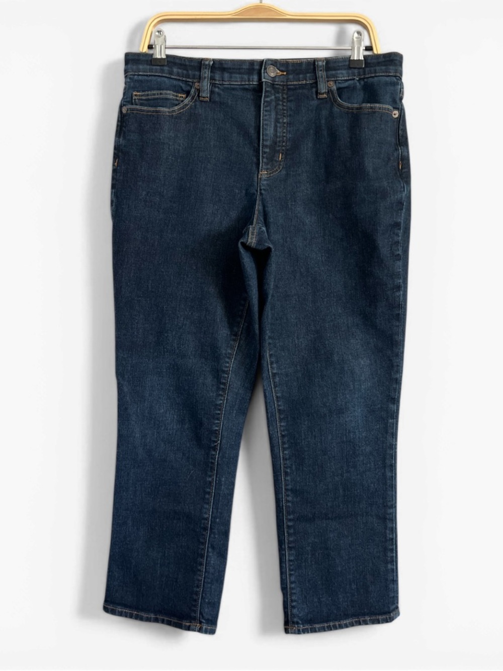 Lands' End Petite Dark Denim High-Waisted Straight Jeans 12P